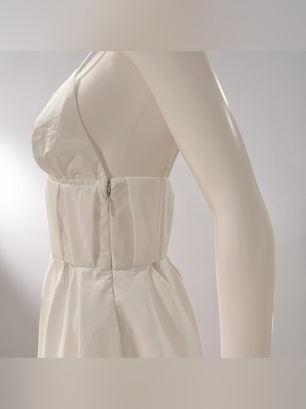 SIMKHAI SELENE PLEATED COTTON CUTOUT MAXI DRESS GOWN White Size 2 - Picture 8 of 13